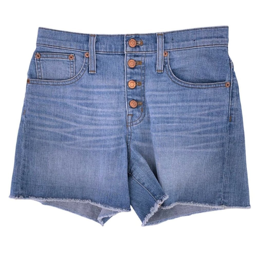 J. Crew Light Wash High Rise Button Fly Shorts Stretch Cotton Denim Size 26